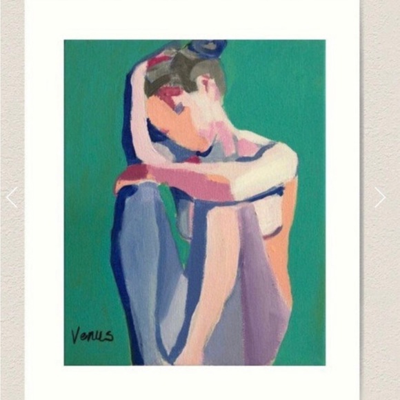 THOUGHTFUL GAZE lV 8x10 Art Print Figurative Expressive Modern Portrait Painting - Picture 1 of 3